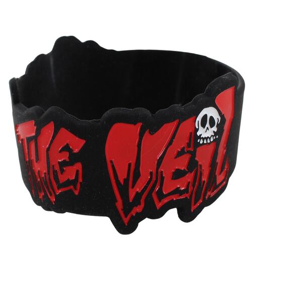 Pierce the Veil Black & Red Die Cut Silicone Wristband Bracelet - Picture 2 of 2